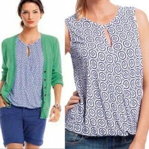 CAbi Medallion keyhole crossover blue sleeveless tank top shirt XS blouse